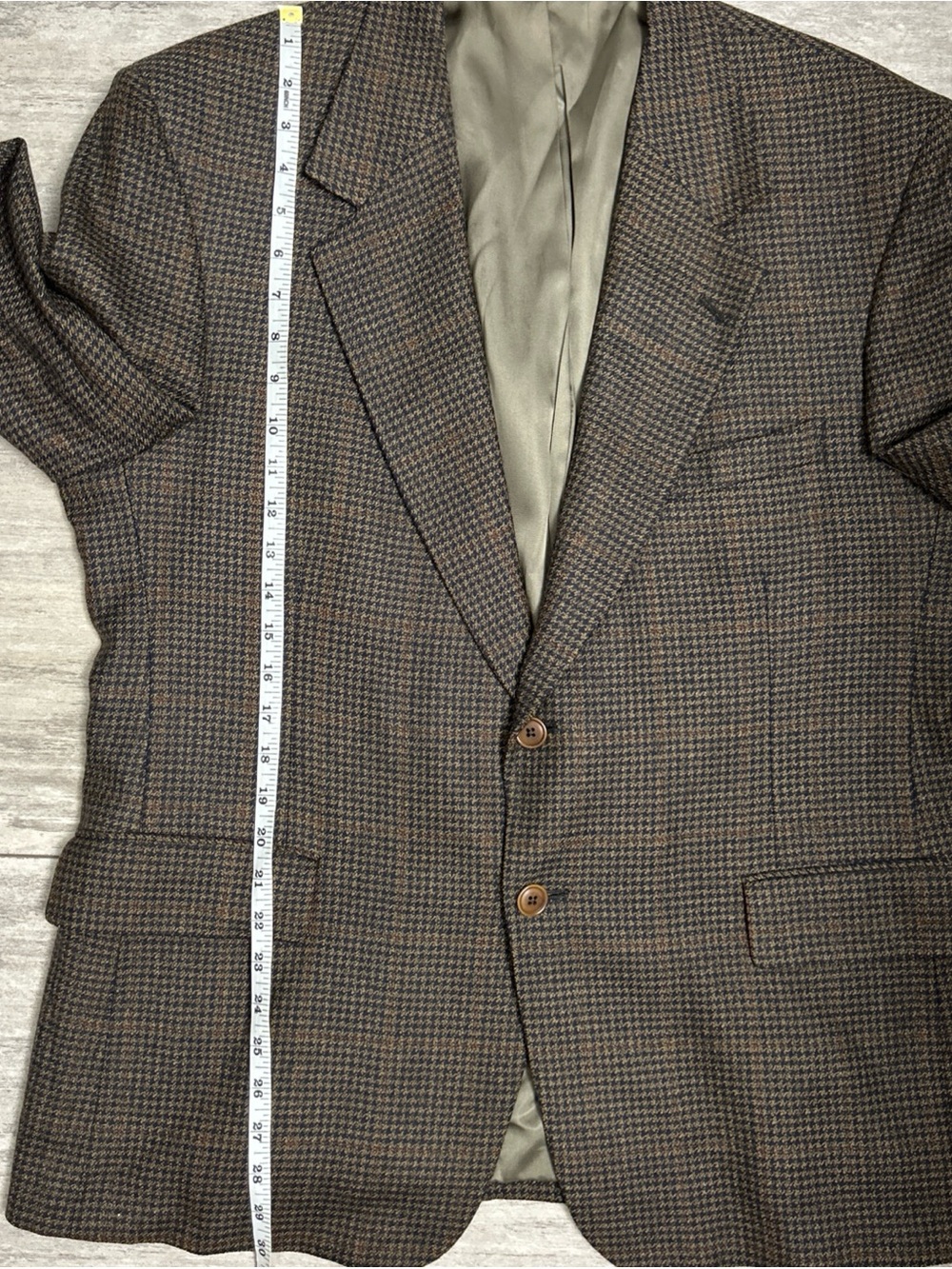 VTG Kingsridge Imperial Sport Coat Blazer Brown Houndstooth Plaid USA Men’s 44S - Picture 10 of 13